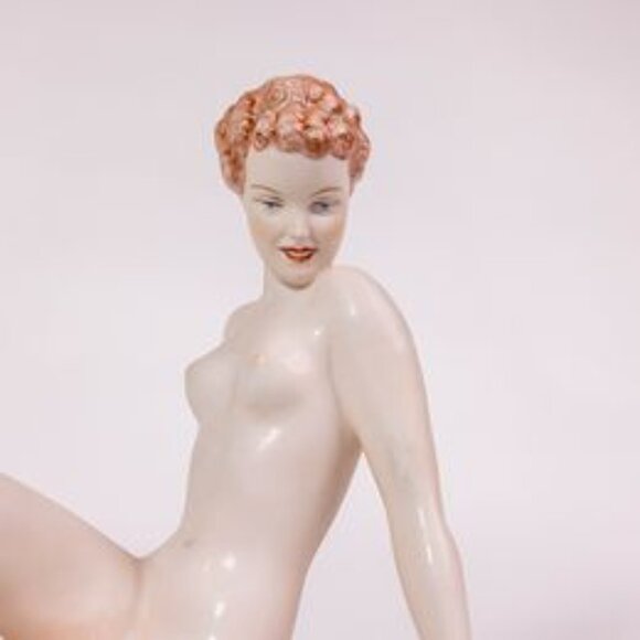 Antique Royal Dux Porcelain Figure - Nude with Red hair - Figure # 711 - Picture 5 of 10